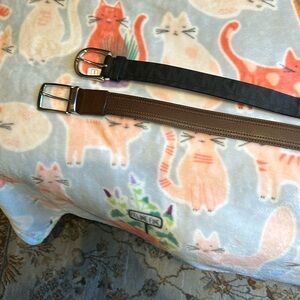 Two belts 36” men’s leather one gray one brown